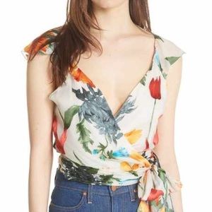 Alice + Olivia floral cropped wrap top
